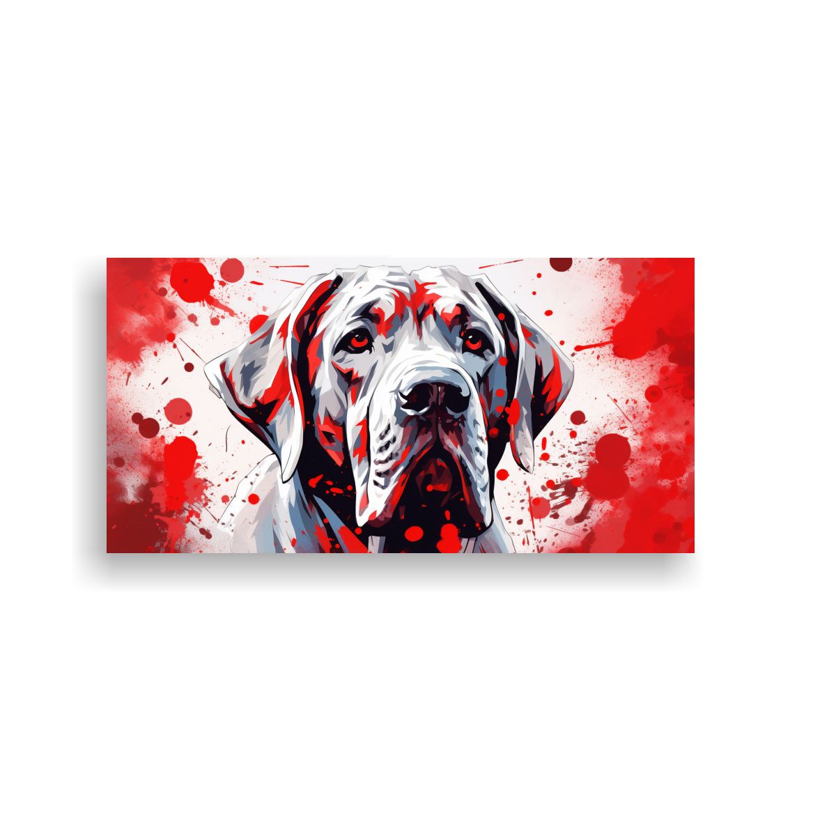GENERICO - Cuadro Acuarela Mastín Blanco Y Rojo Arte Pop 100x50 Cm