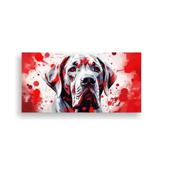 GENERICO - Cuadro Acuarela Mastín Blanco Y Rojo Arte Pop 100x50 Cm