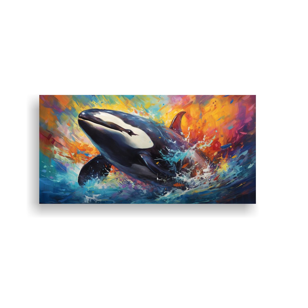 GENERICO - Lienzo Orca Ballena Estilo Pintura Estilo Óleo 80x40 Cm
