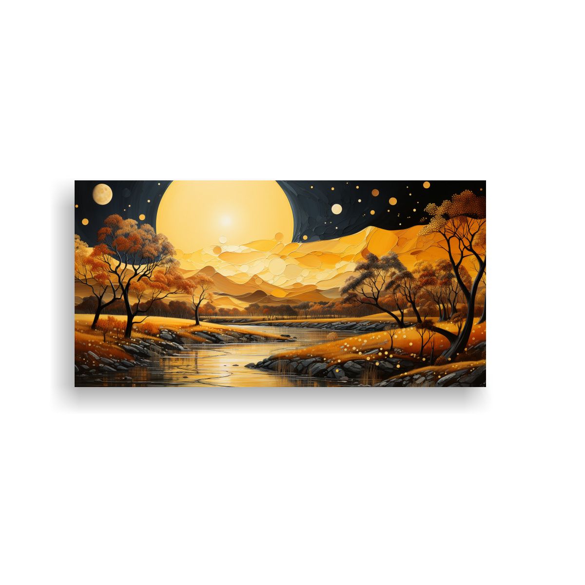 GENERICO - Tela En Bastidor Decorativo Paisaje De La Luna 80x40 Cm