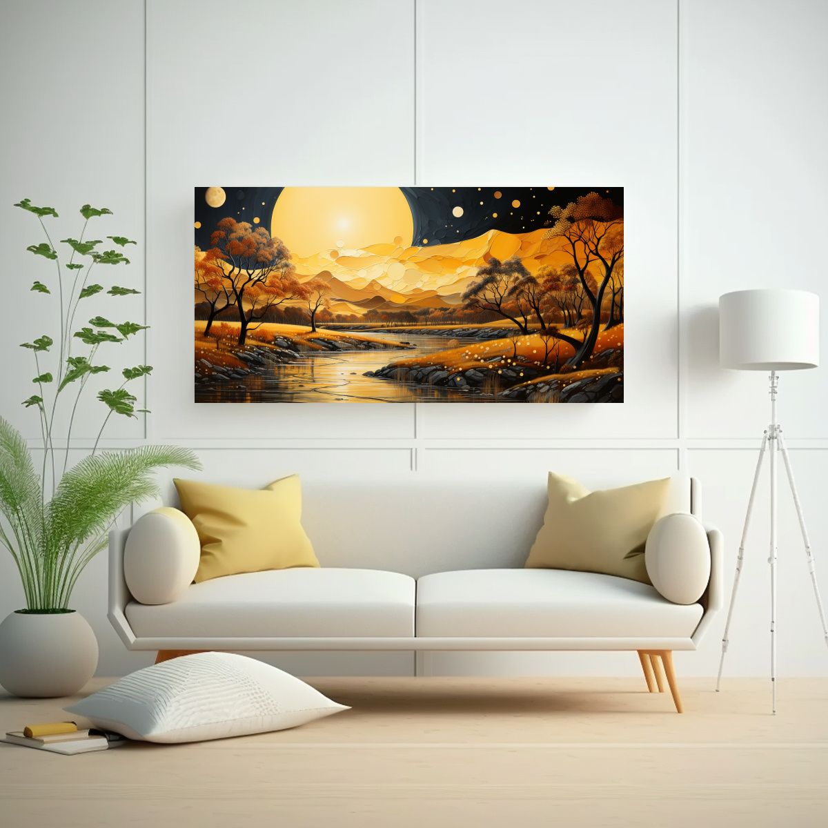 GENERICO - Tela En Bastidor Decorativo Paisaje De La Luna 80x40 Cm