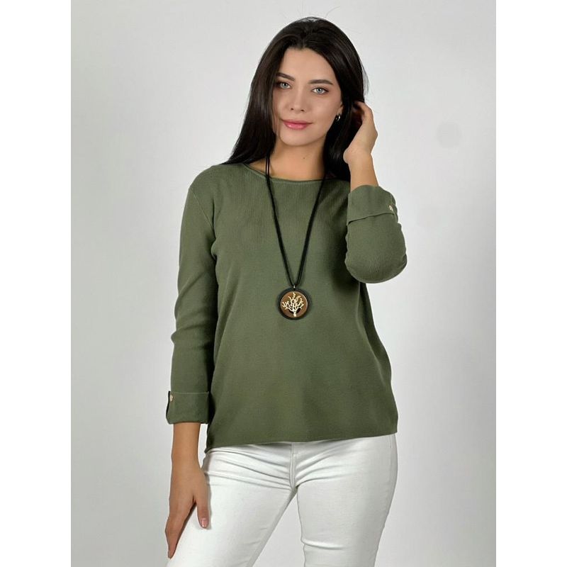 ENIGMATICA BOUTIQUE - Sweater de lana mangas dobles y botones - Verde