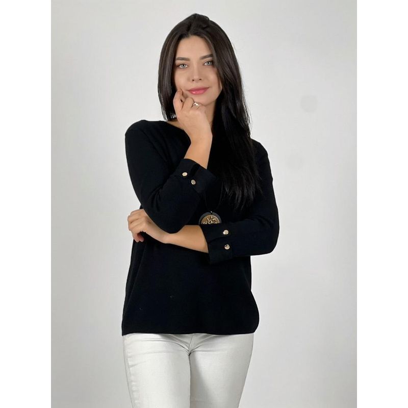 ENIGMATICA BOUTIQUE - Sweater de lana mangas dobles y botones - Verde