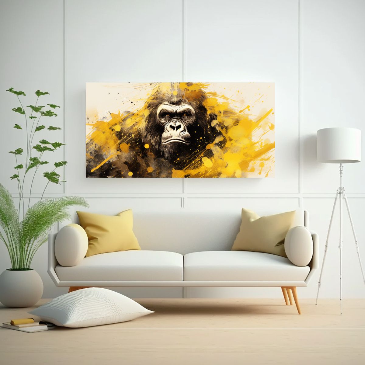 GENERICO - Arte De Pared Gorilas Dorados Estilo Neo Pop 80x40 Cm