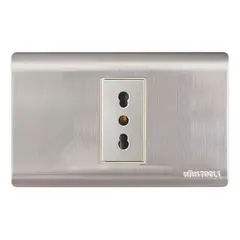 GENERICO - Enchufe Tomacorriente Simple Acero Inox 16a Certificado Sec