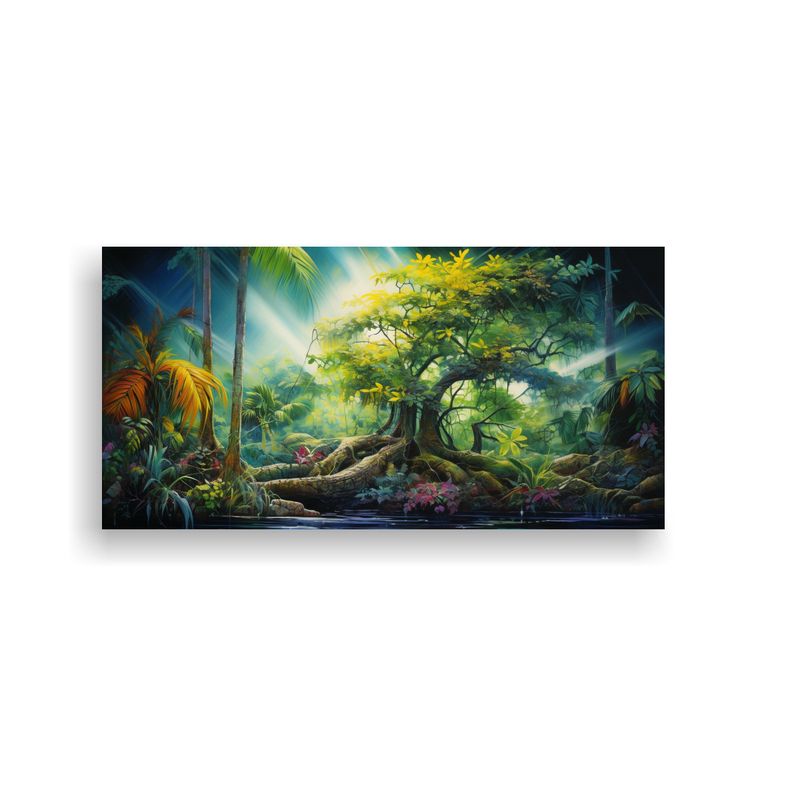GENERICO - Pintura Abstracta Detallada De árbol Tropical 80x40 Cm