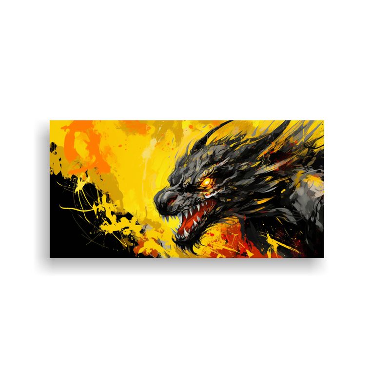 GENERICO - Pintura En Bastidor Forma Lineales Dragón En 100x50 Cm
