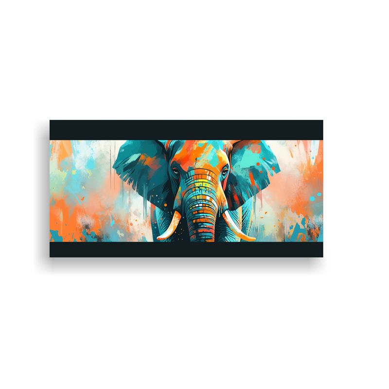GENERICO - Lienzo Moderno Elefante En Colores Turquesa Y 100x50 Cm