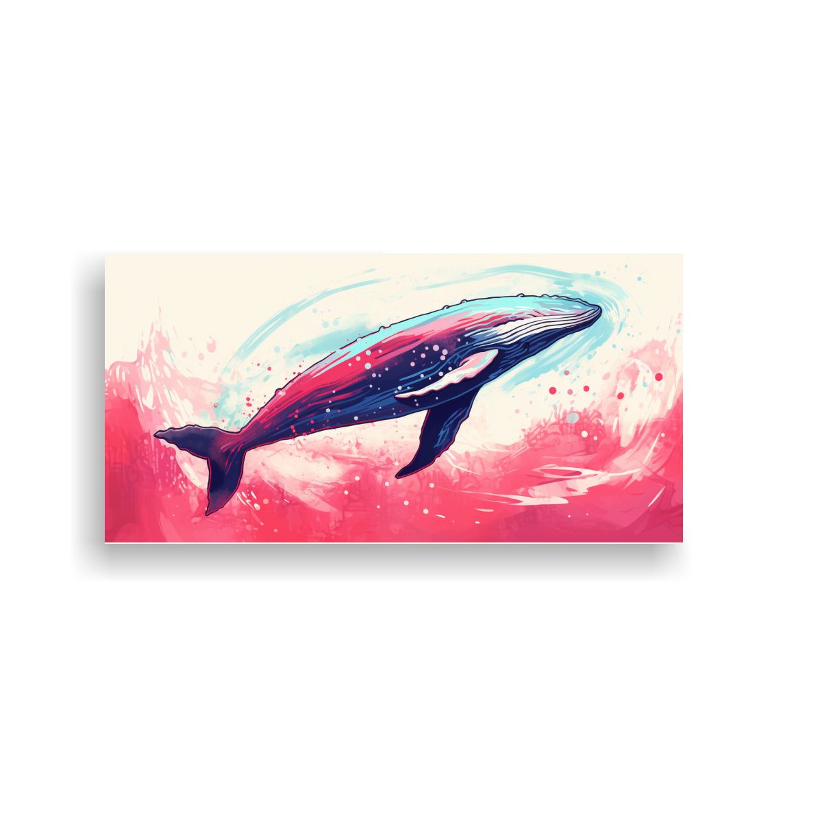 GENERICO - Cuadro Tela Ballena Nieve Colores Rubí Arte Pop 60x30 Cm