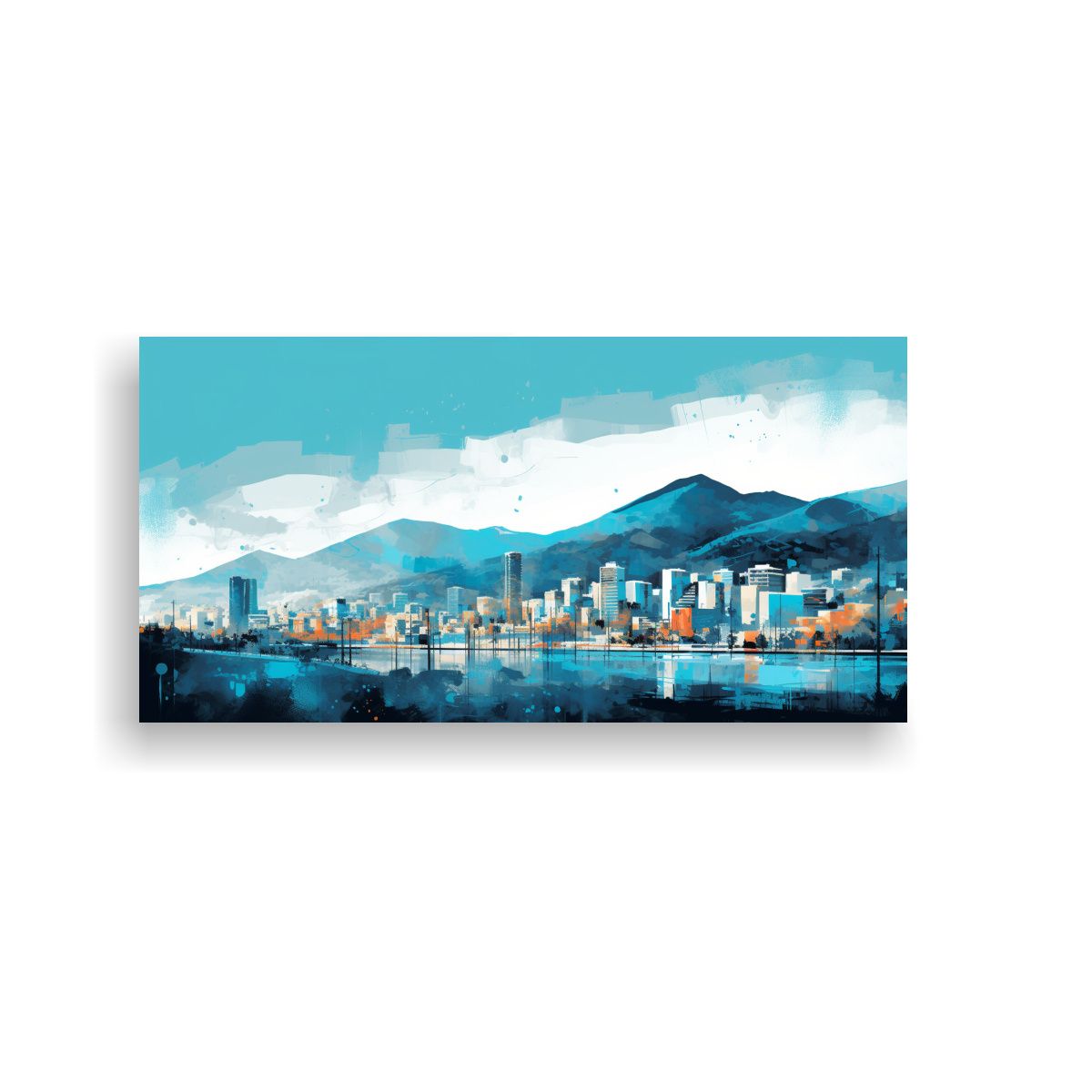 GENERICO - Hermoso Esquema De Santiago En Chile En Colores 100x50 Cm