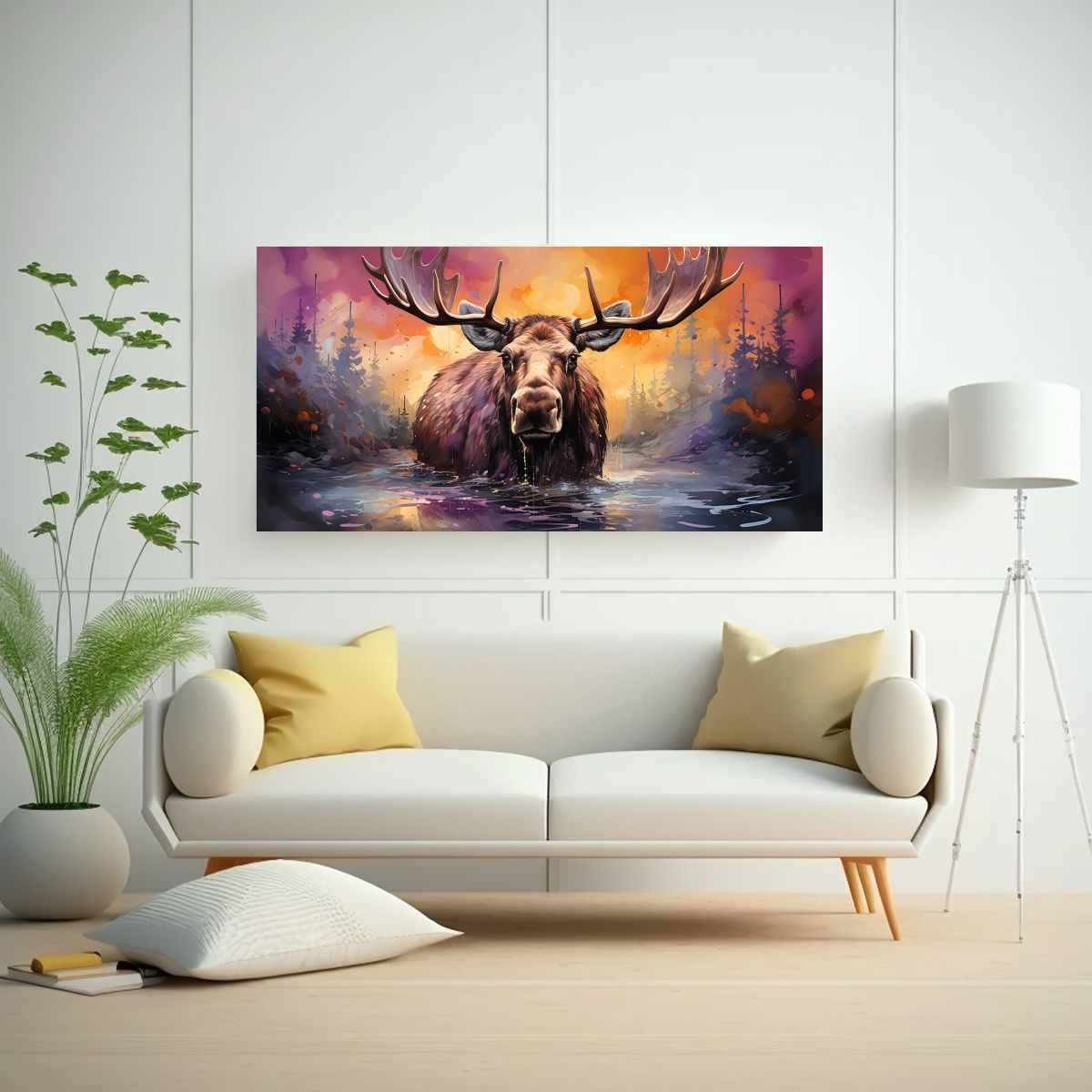 GENERICO - Cuadro Decorativo Finas Líneas Sala Moose En 60x30 Cm