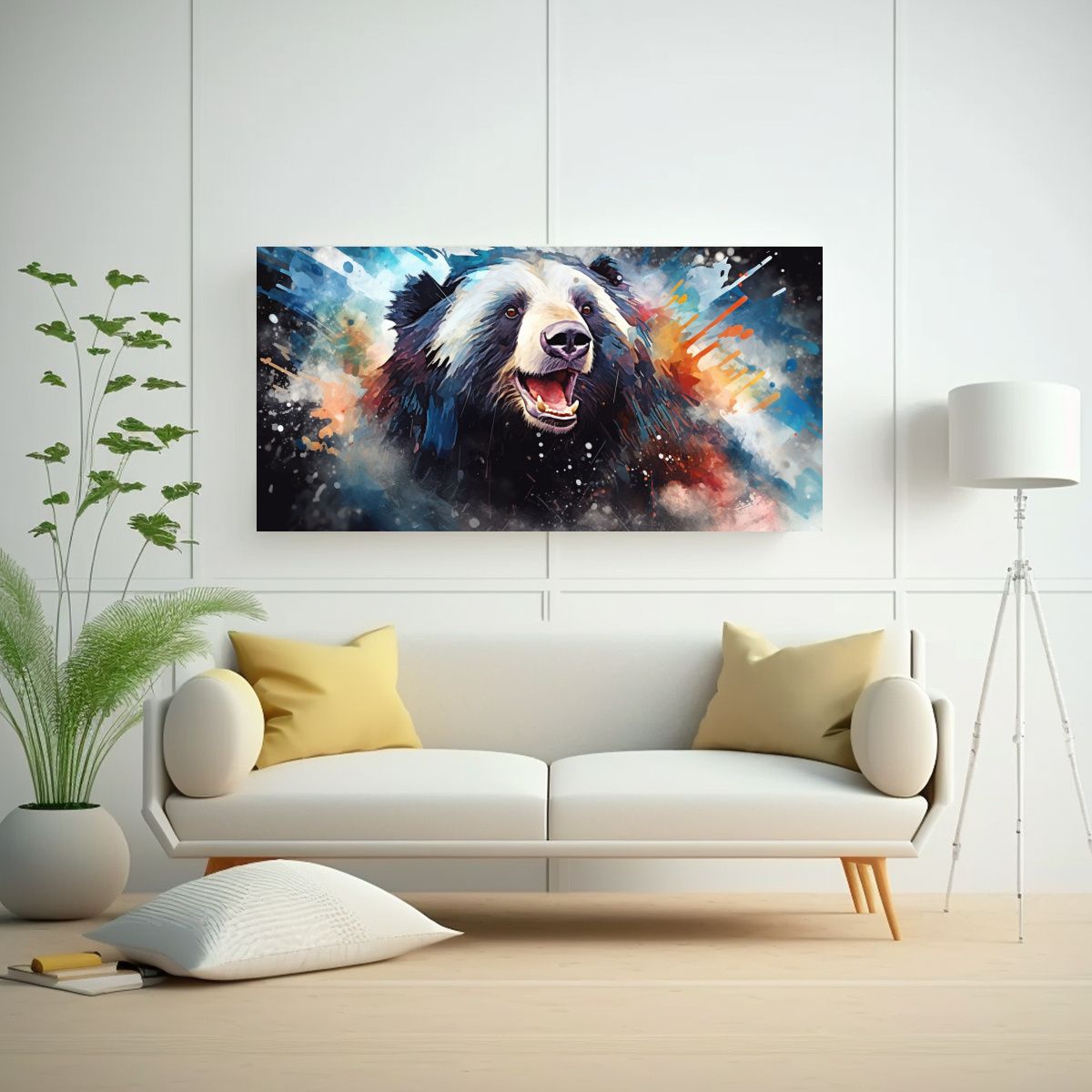 GENERICO - Cuadro Decorativo Estilo Acuarela De Un Oso 60x30 Cm