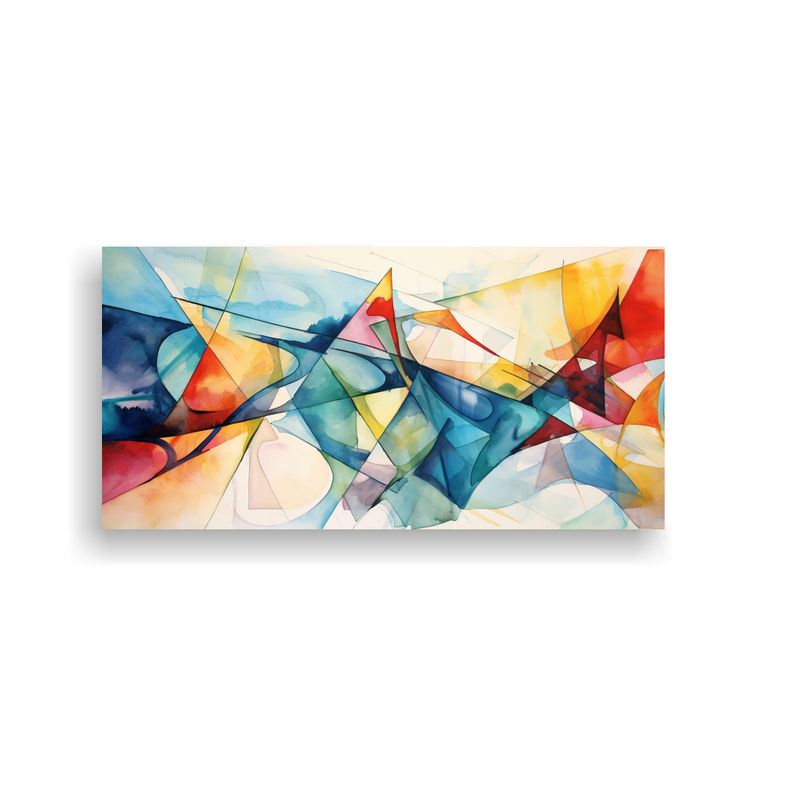 GENERICO - Pintura Abstracta Fusión De Acuarelas Y Cubismo 60x30 Cm