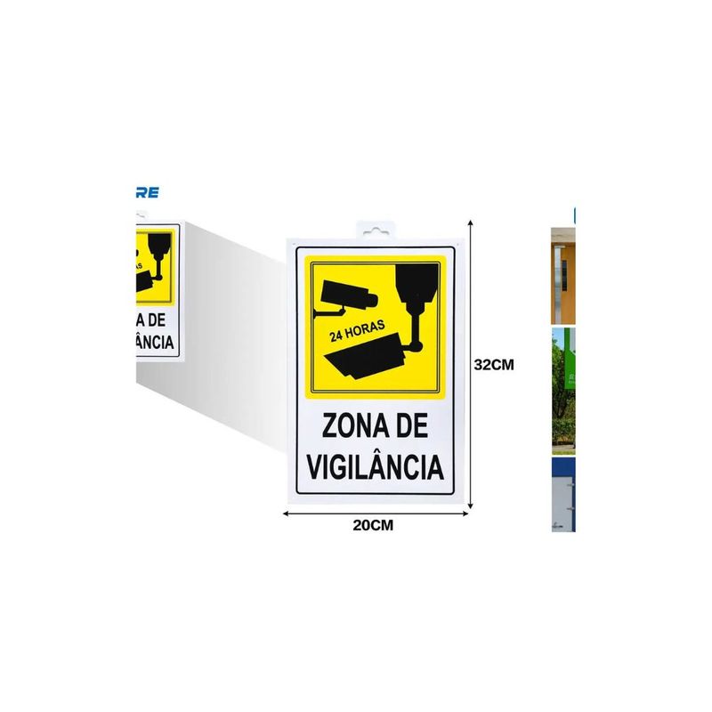 GENERICO - LETRERO DE PVC ADHESIVO ZONA DE VIGILANCIA 32X20CM