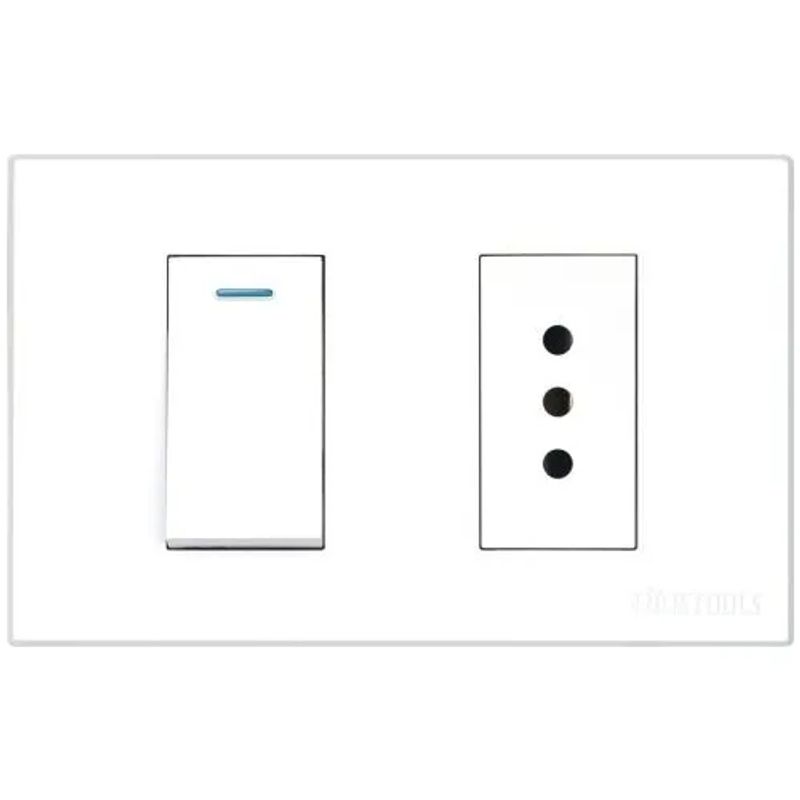 GENERICO - Tomacorriente Enchufe + Interruptor Blanco 10a Hogar Pared
