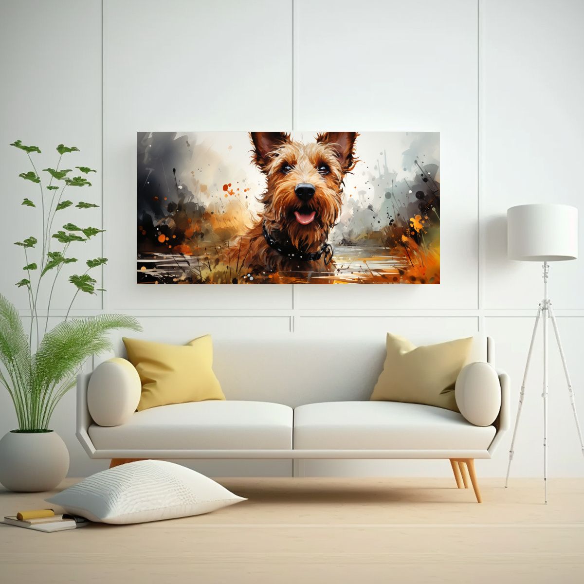 GENERICO - Pintura De Decoración Urbana Terrier En Estilo 80x40 Cm