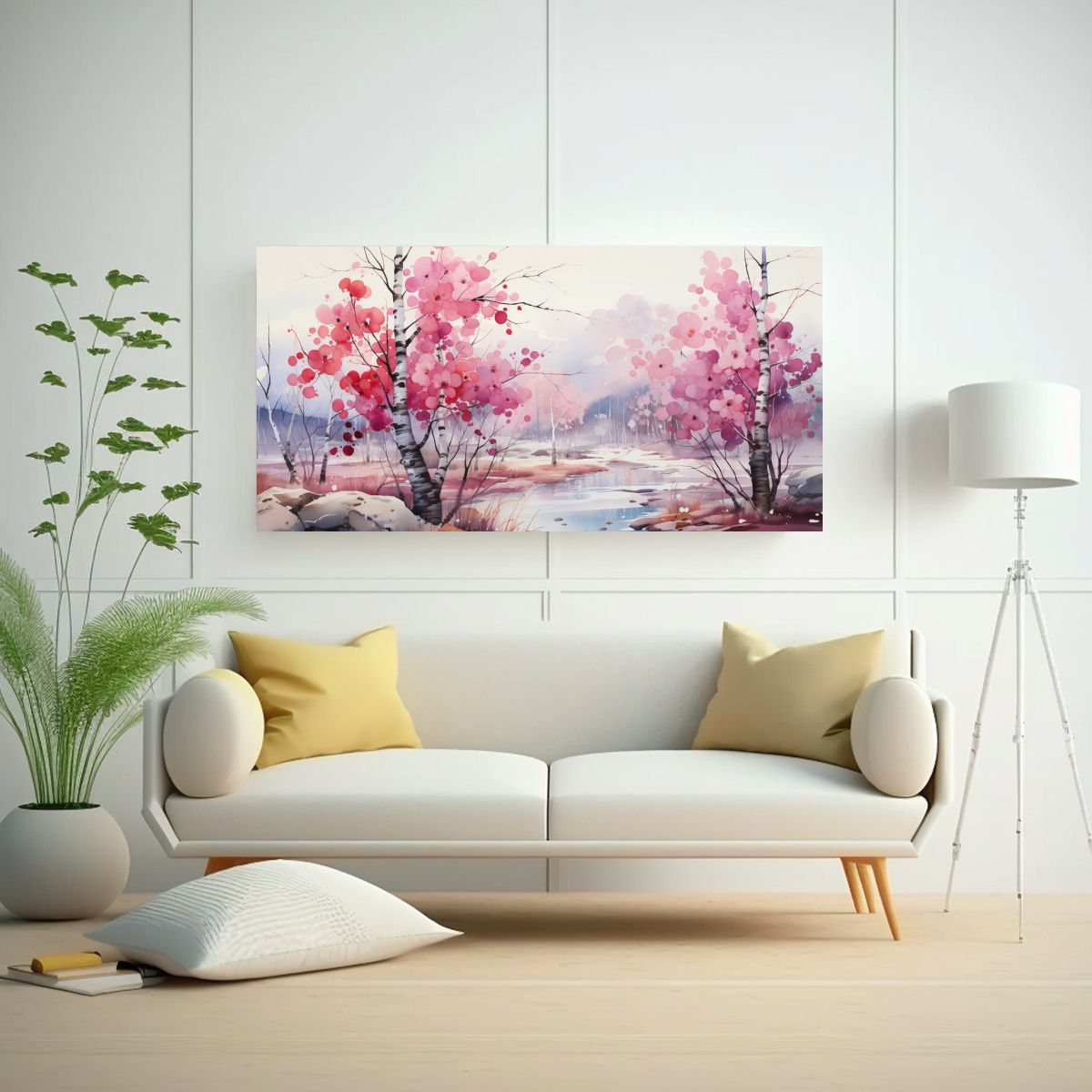 GENERICO - Pintura Acuarela Juvenil De árbol Abedul En 80x40 Cm