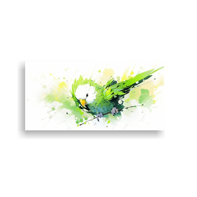GENERICO - Cuadro Espectacular Loro A En Verde Y Blanco Neo 60x30 Cm