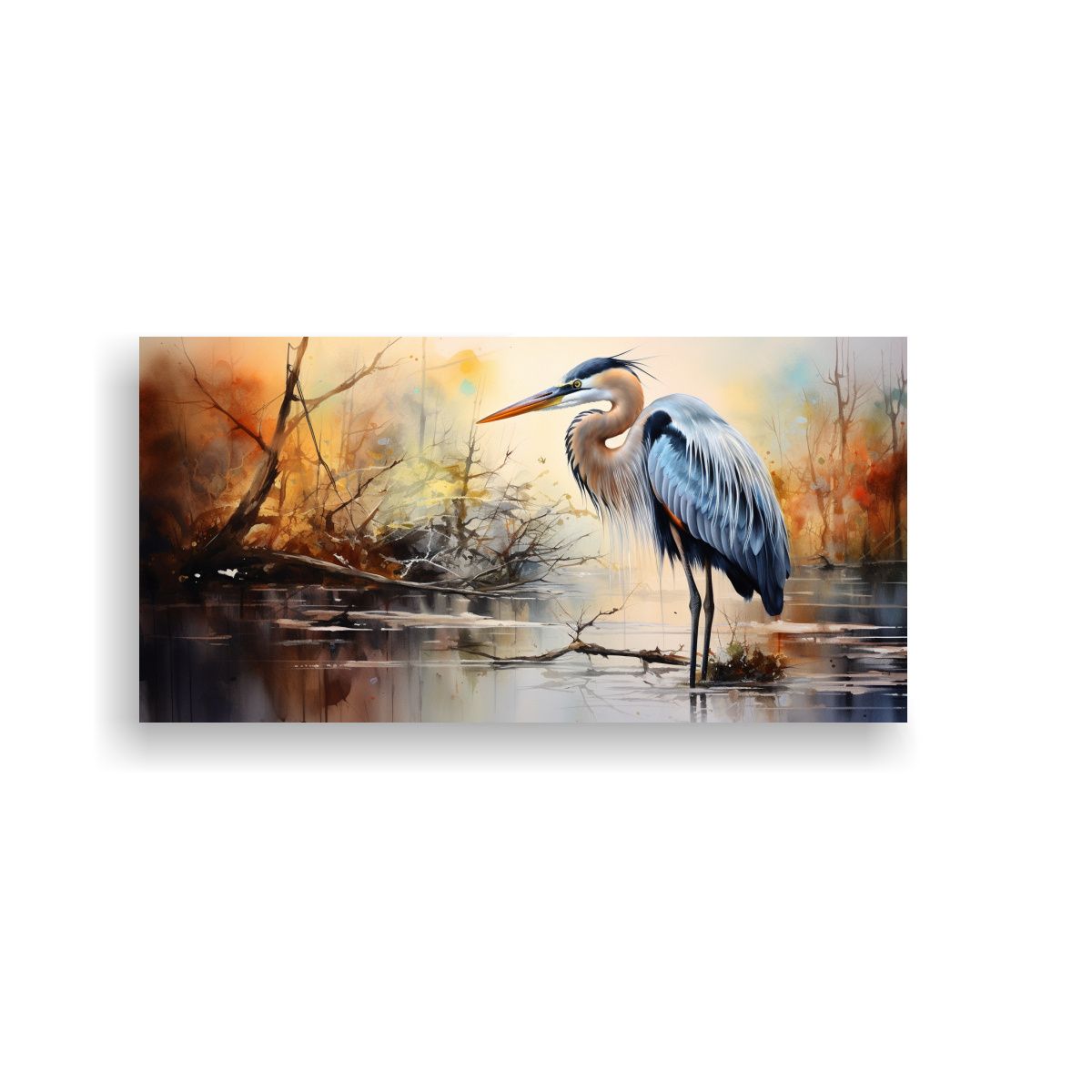 GENERICO - Lienzo De Tela Con Estilo Acuarela De Garza 100x50 Cm