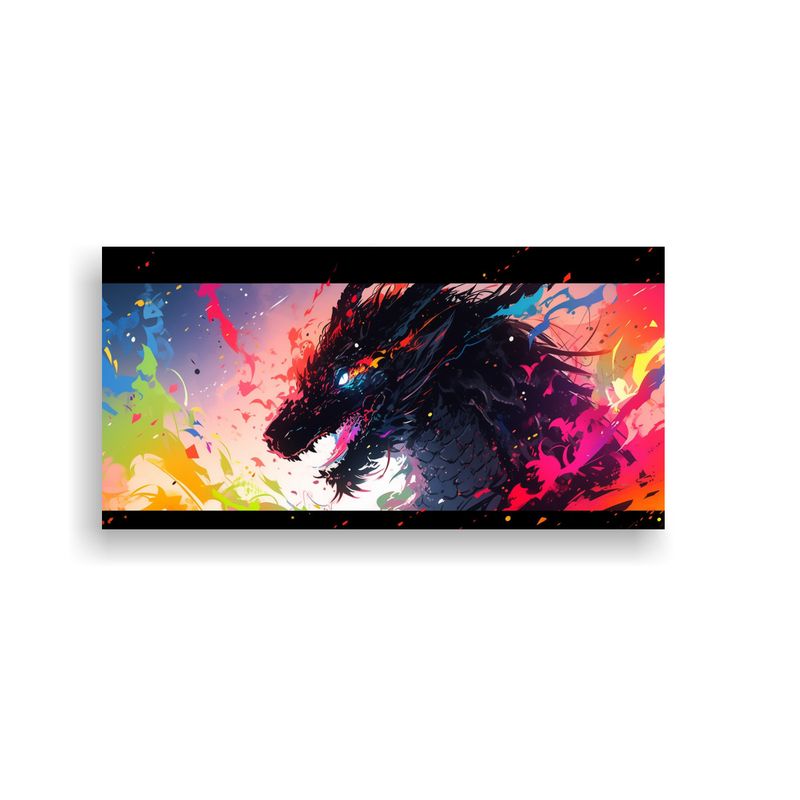 GENERICO - Cuadro De Arte Gráfico De Lienzo Con Dragón En 60x30 Cm