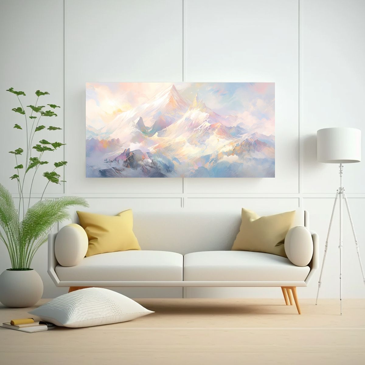 GENERICO - Pintura Abstracta De Montañas Nevadas Con 100x50 Cm