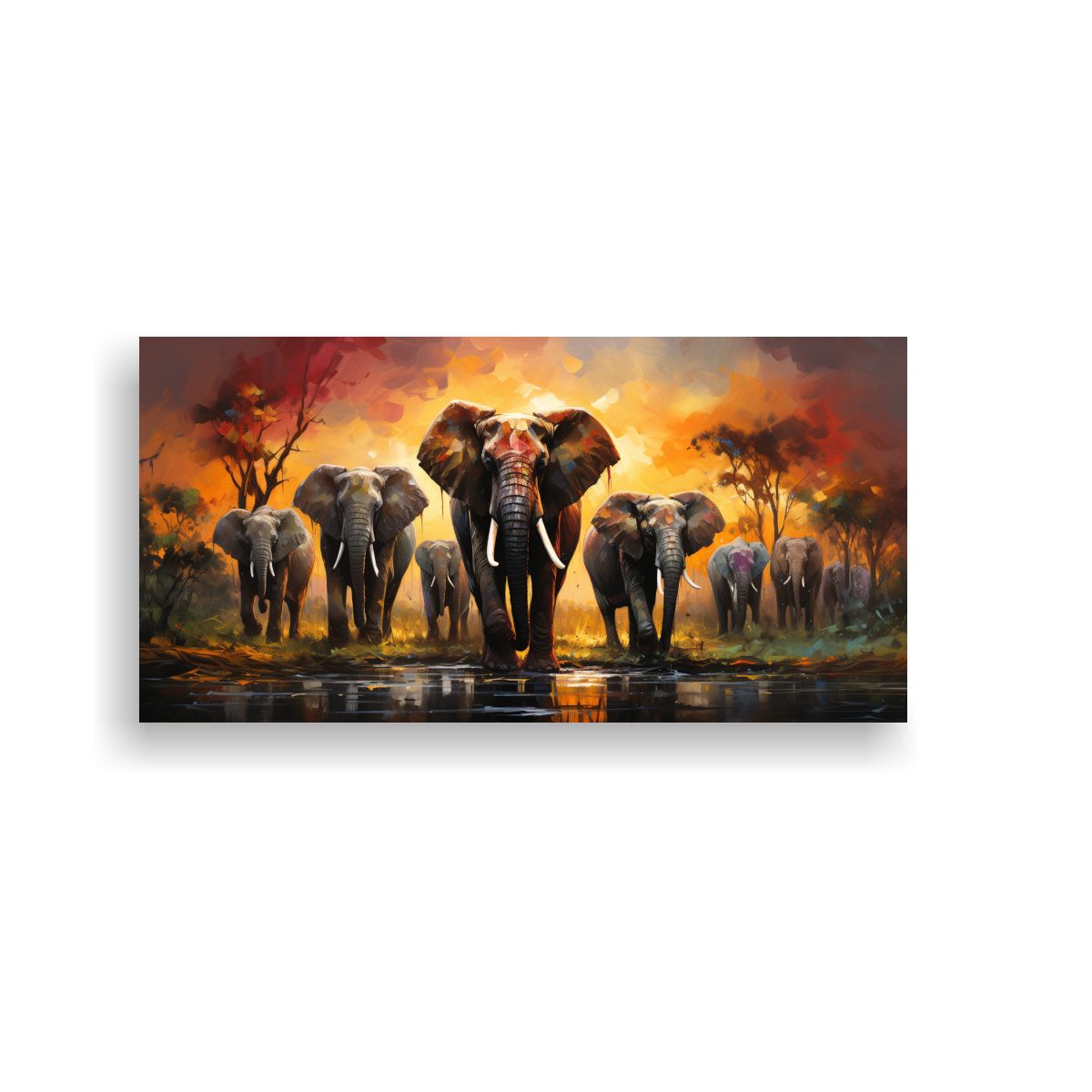 GENERICO - Pinturas Decorativas Estilo Safari Con Animales 80x40 Cm