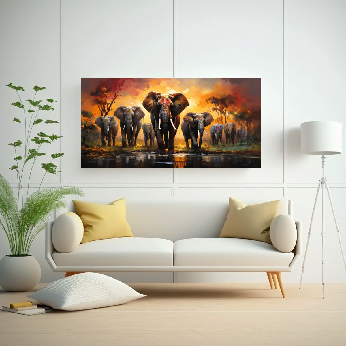 GENERICO - Pinturas Decorativas Estilo Safari Con Animales 80x40 Cm