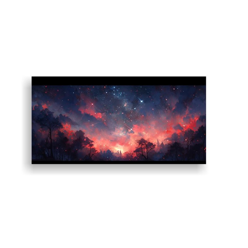GENERICO - Pintura Abstracta A Night Sky Con Colores Rojos 80x40 Cm