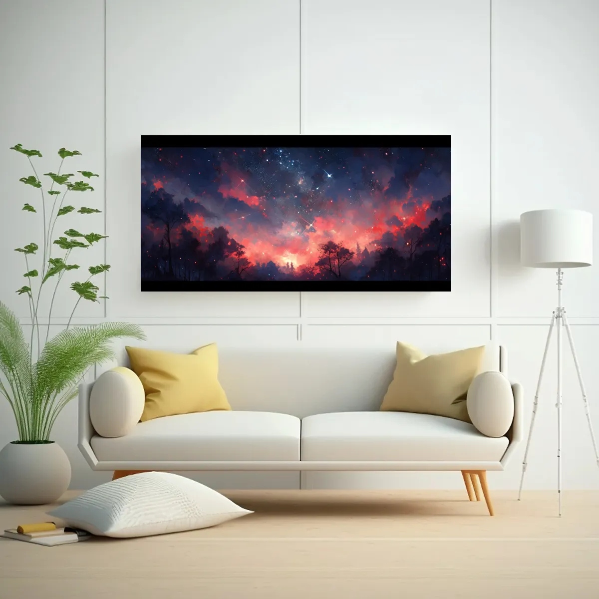 GENERICO - Pintura Abstracta A Night Sky Con Colores Rojos 80x40 Cm
