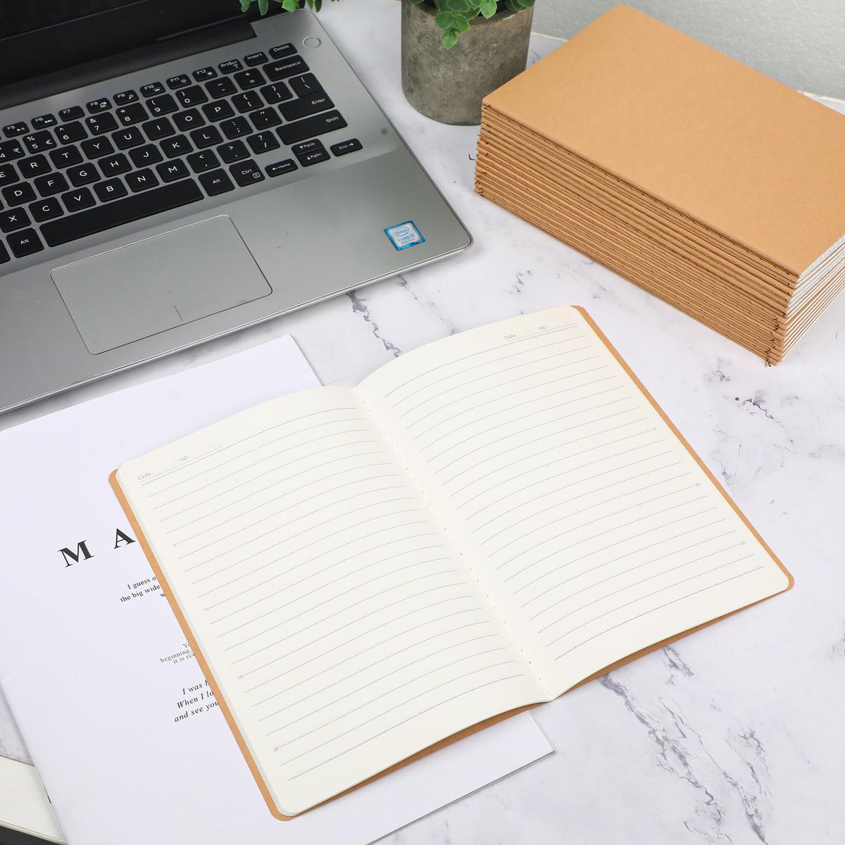 GENERICO - 10pcs Cuadernos A4 Kraft 72 Páginas Escuela Oficina-Rayada