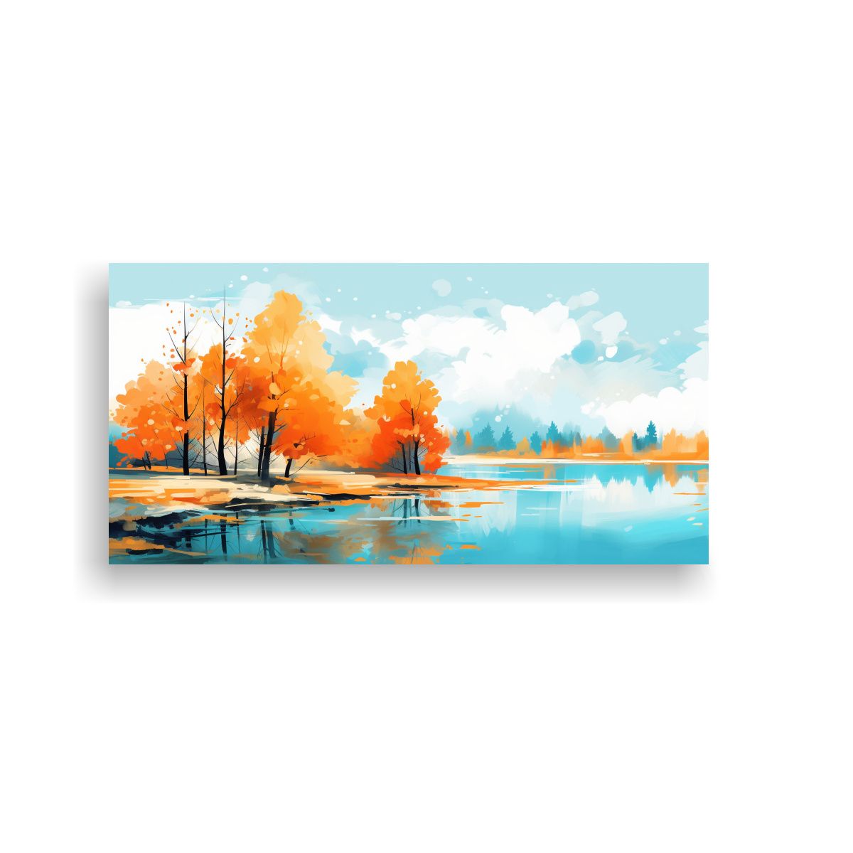 GENERICO - Paisaje Otoñal Moderno De Canva Con Colores 80x40 Cm