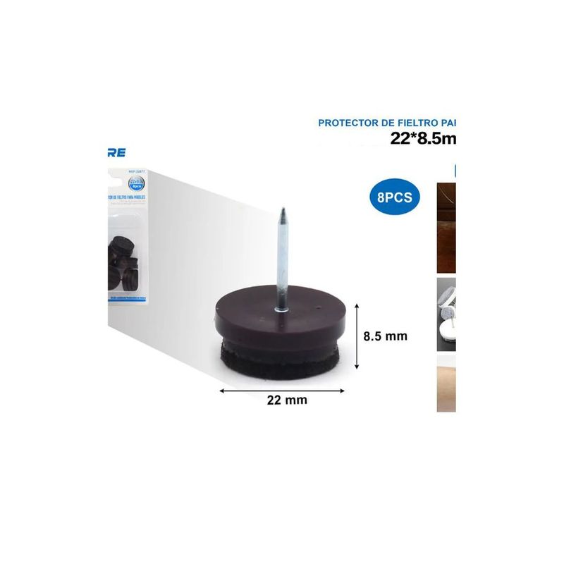 GENERICO - PROTECTOR DE FIELTRO PARA MUEBLES 22X8.5MM 8 PCS
