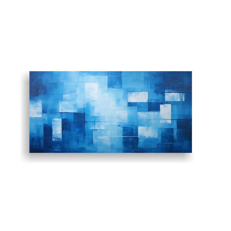 GENERICO - Cuadro Abstracto Tonos Azules Para Decorar Sala 60x30 Cm