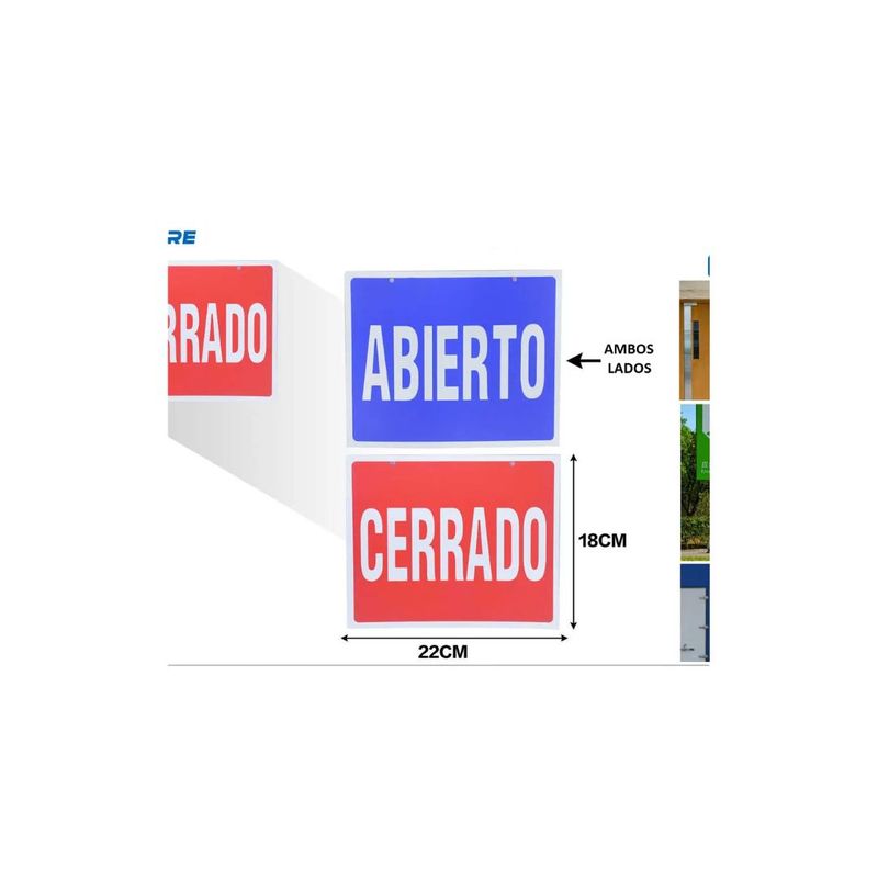 GENERICO - LETRERO DE PVC CERRADO ABIERTO 22X18CM