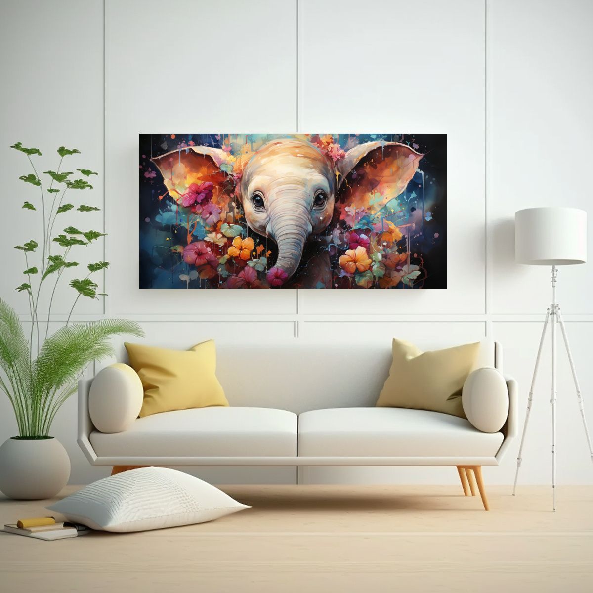 GENERICO - Tela En Bastidor Estilo Moderno Narval Acuarela 60x30 Cm