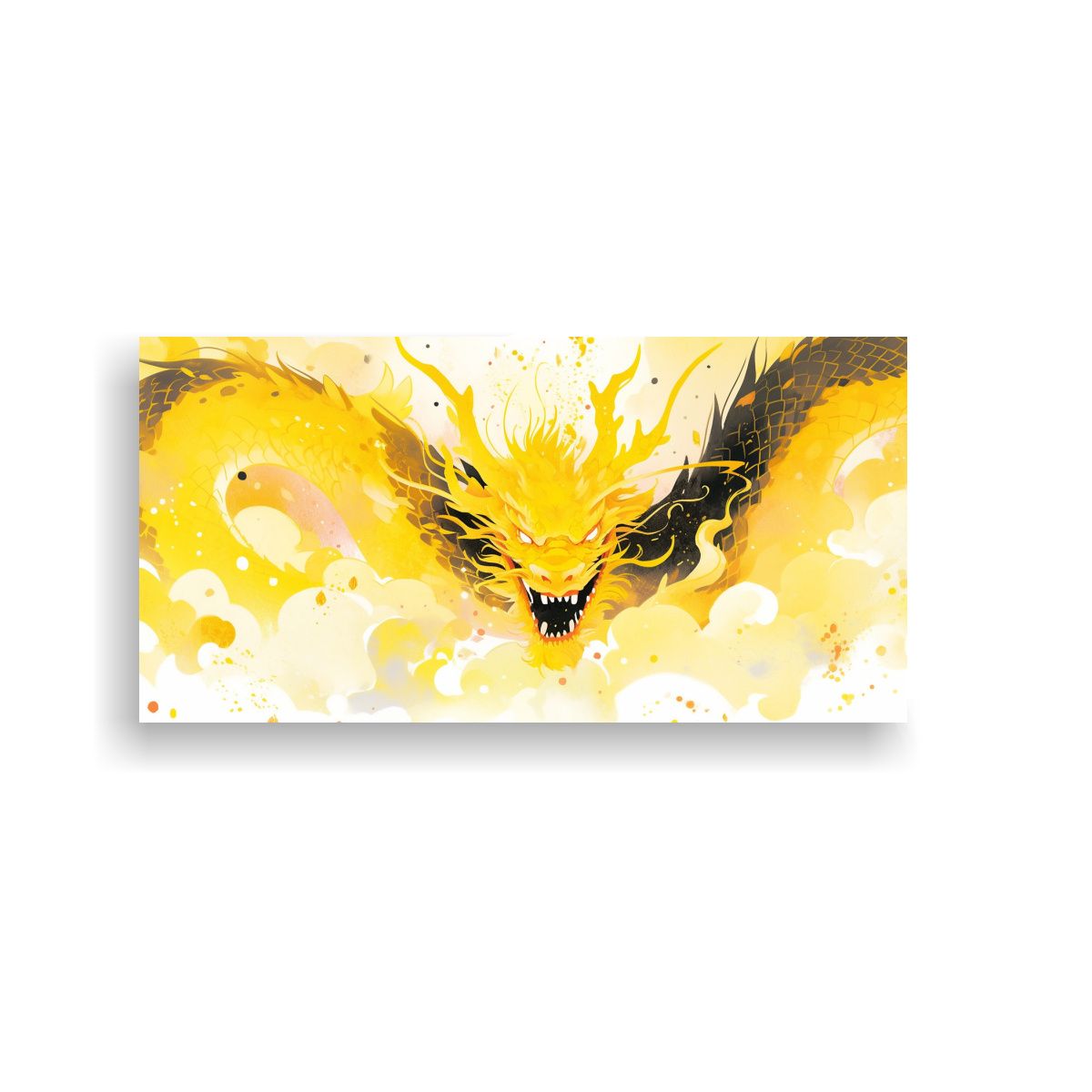 GENERICO - Cuadro Tela Movimiento Dragón Acuarela Colores 80x40 Cm