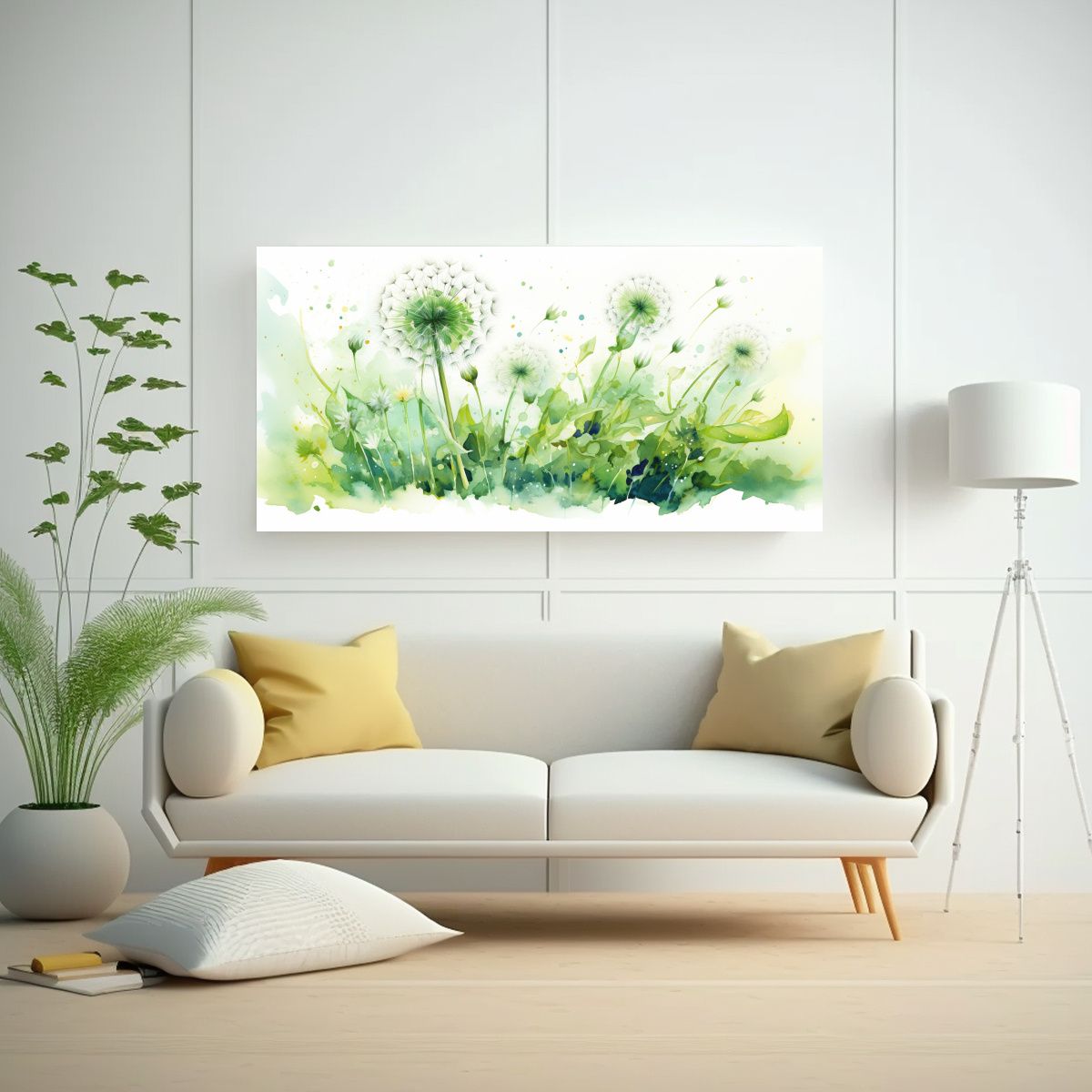 GENERICO - Cuadro Abstracto De Flores De Diente De León En 80x40 Cm