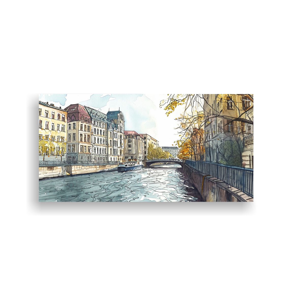 GENERICO - Cuadro Conceptual Berlin Kreuzberg Canal Vista 80x40 Cm