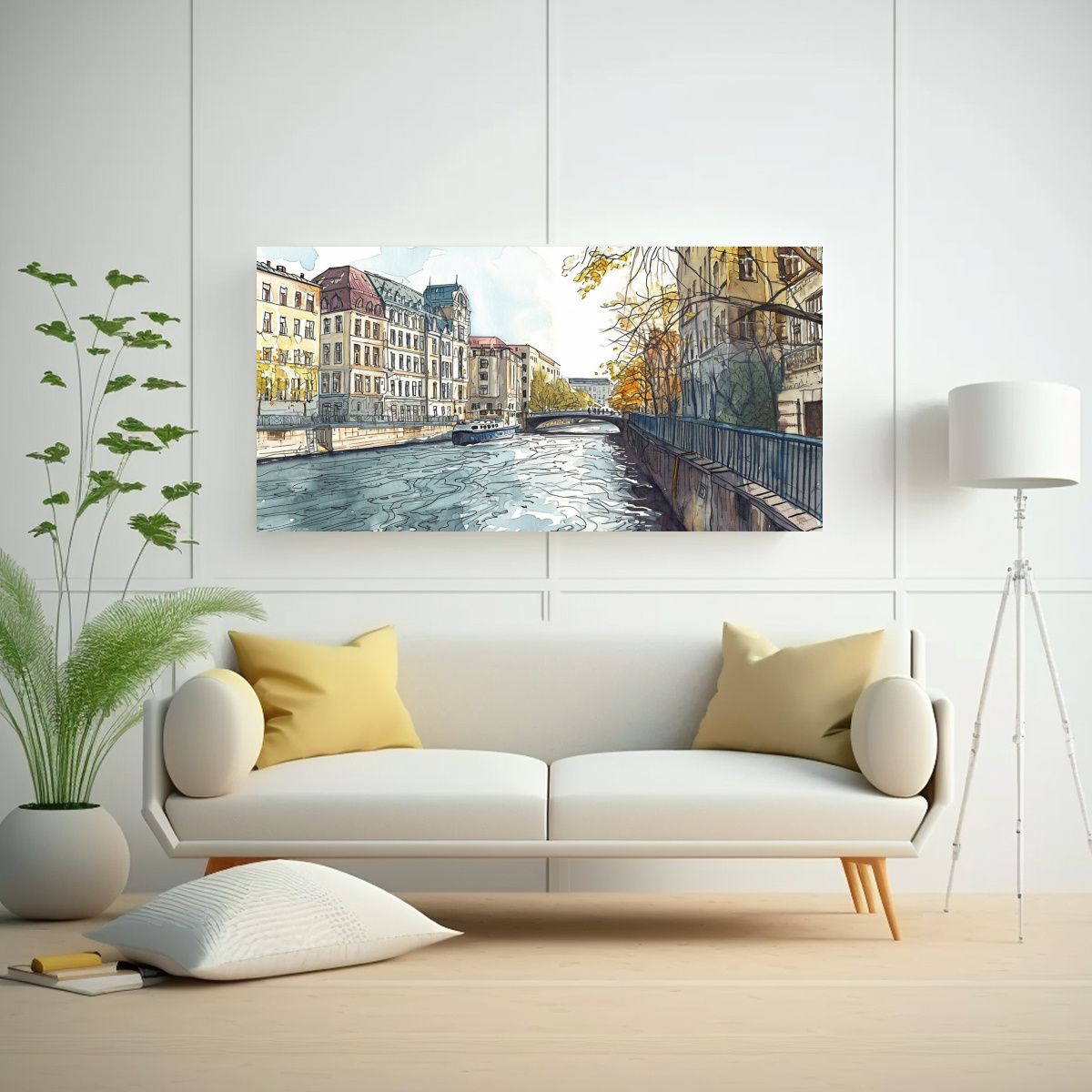 GENERICO - Cuadro Conceptual Berlin Kreuzberg Canal Vista 80x40 Cm