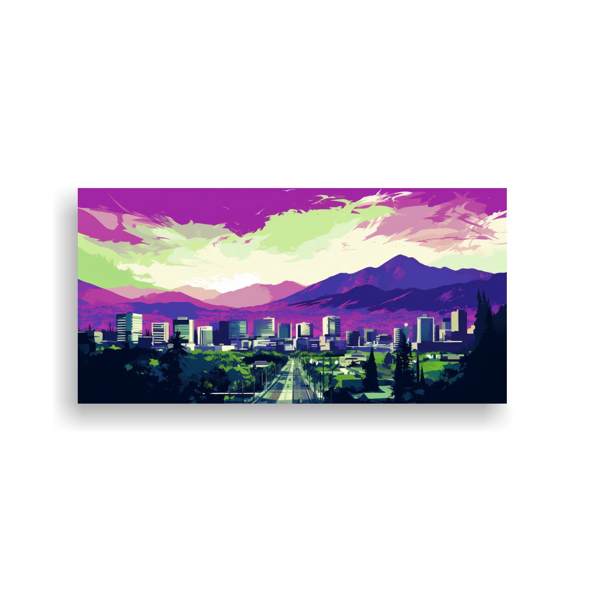 GENERICO - Cuadro Decorativo Rectangular De Santiago City En 60x30 Cm