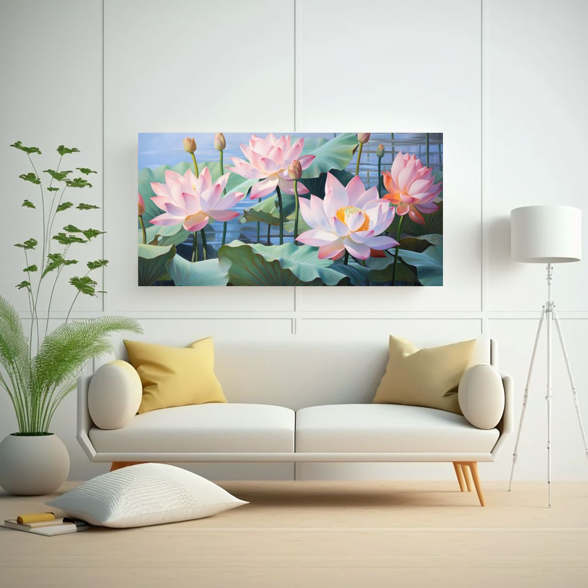 GENERICO - Pintura Abstracta Floral De Loto En Estilo Estilo 60x30 Cm