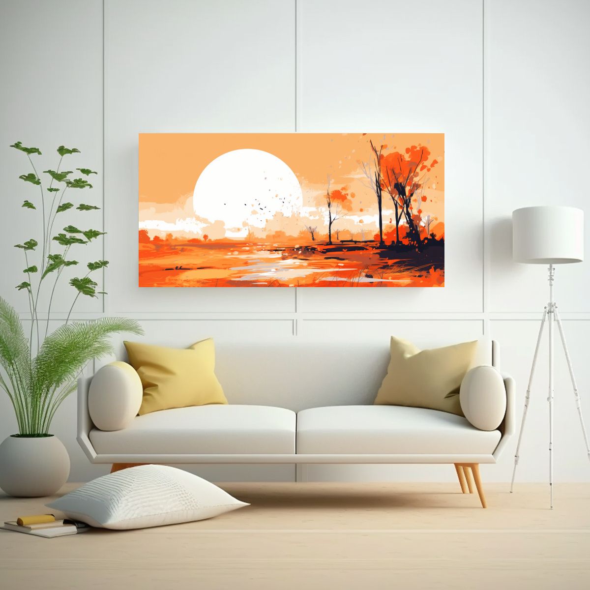 GENERICO - Paisaje Veraniego Con Colores Naranjas En Arte 60x30 Cm