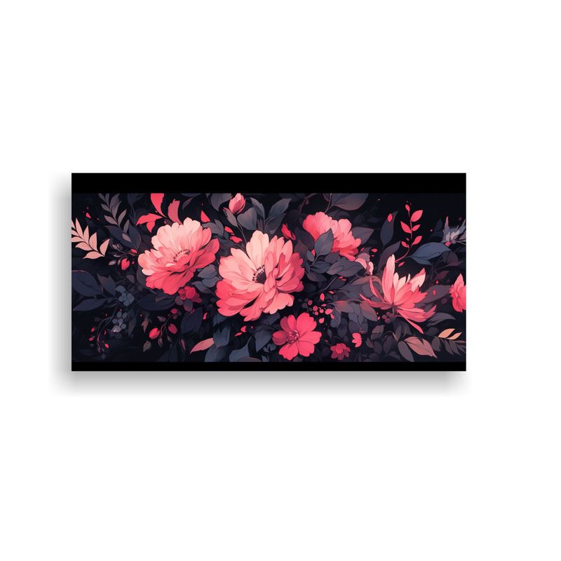 GENERICO - Arte Gráfico Abstracción Negro Y Rosa Estilo 80x40 Cm