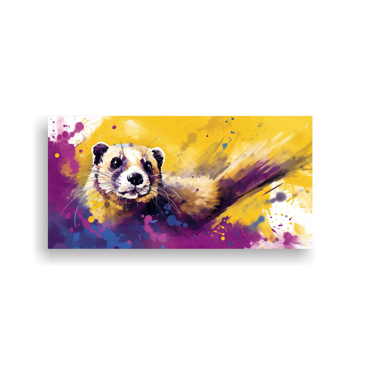 GENERICO - Cuadro Ferret Amarillo Y Morado Estilo Neo Pop Art 100x50 Cm