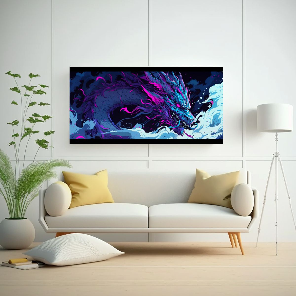 GENERICO - Pinturas Decorativas De Dragón En Tonos Púrpura 60x30 Cm