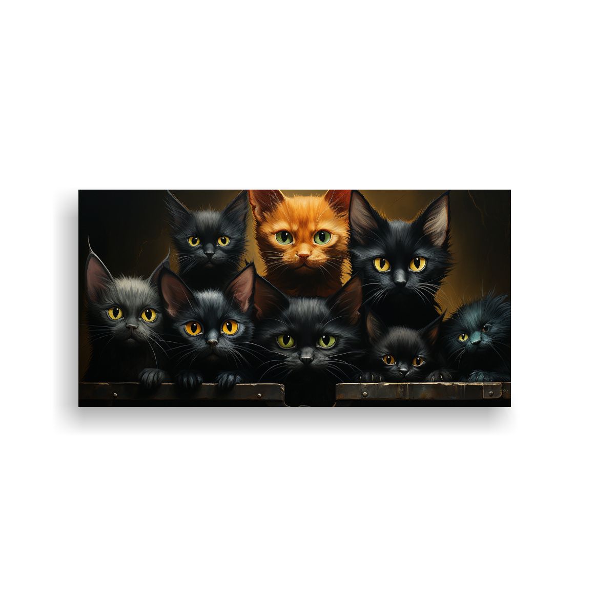 GENERICO - Cuadro De Gatos Negros En Pila Arte Creativo 60x30 Cm