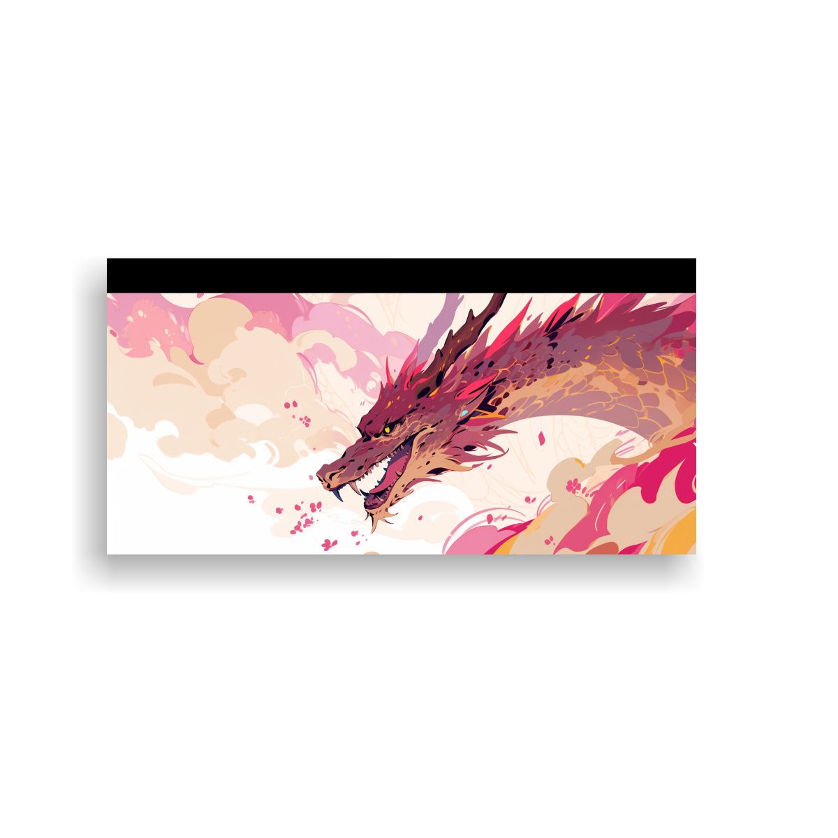 GENERICO - Cuadro Textura Fina Dragon En Marrón Y Rosa 100x50 Cm