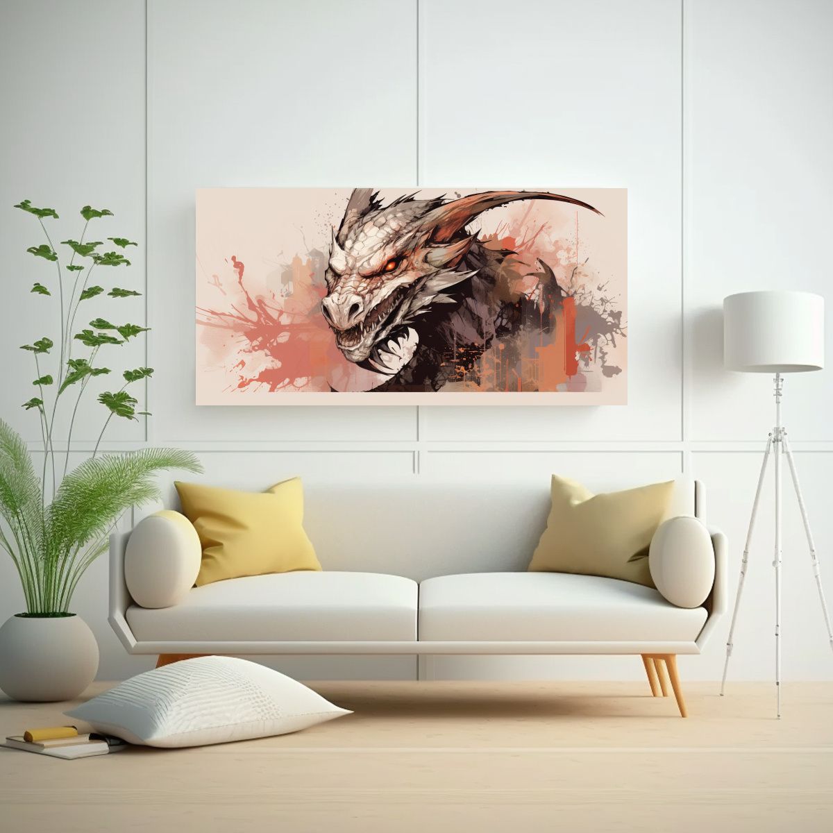 GENERICO - Pintura De Pared Neonoir Con Dragón En Tonos 100x50 Cm