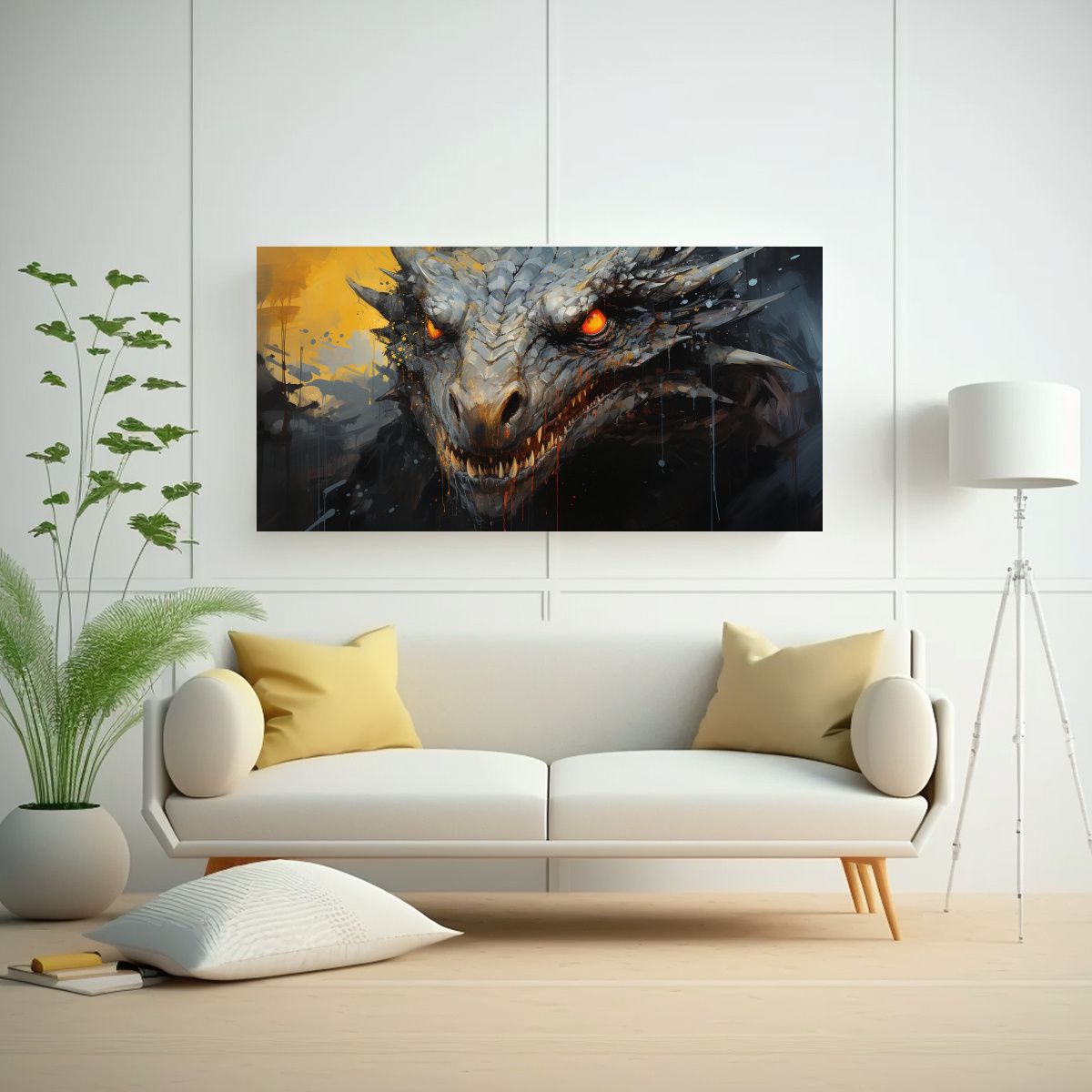 GENERICO - Cuadro Bastidor Movimiento Cálido Dragón En 80x40 Cm