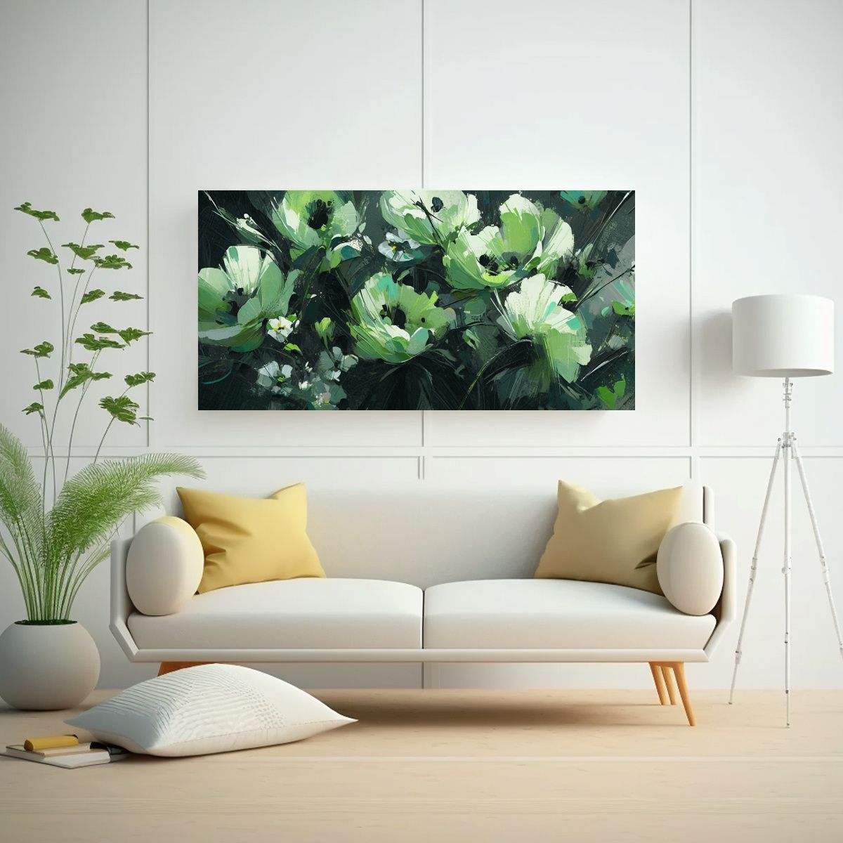 GENERICO - Tema Para Oficina Pintura De Flores En Lienzo 60x30 Cm